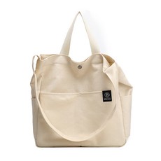 Marketpio 時尚帆布簡約雙口袋斜背環保袋