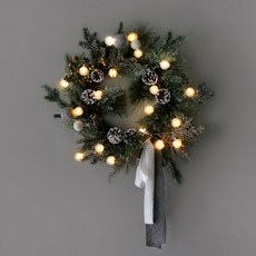 BLOOMING&ME 金色莓果裝飾現代風花環 + 雪花燈泡電池款, 混合色, 1個