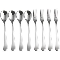 Inspoon 柔和銀茶匙叉子組, 4套, 茶匙 4p + 叉子 4p