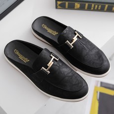 GODSHOE 男款金屬鍊裝束皮革穆勒鞋