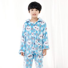 兒童款雲朵格紋睡眠睡衣上下套裝