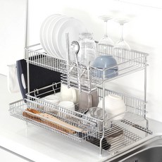 JBJ Complete 雙層橫式碗盤瀝水架組, 單一顏色, 1套