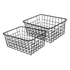 MONACO OLIVE MANGONUTS 鐵線收納籃, 黑色, 2個