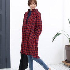 PANG PANG SHOP 格子褶皺長版連身裙