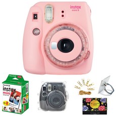 instax 拍立得 Mini 9 Instant Camera Clear 粉色 + 迷你膠卷 20p + 保護套, 單品, 1套