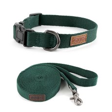 Dog-i 素色狗狗項圈+牽引繩, 深綠色, 1套