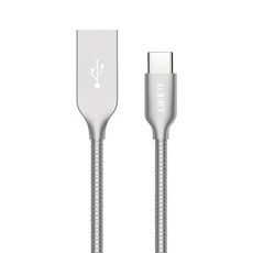 ELECOM Qualcomm 3.0高速充電 Type-C 金屬傳輸線 EK-AC01SV, 銀色, 1個