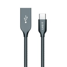 ELECOM Qualcomm 3.0高速充電 Type-C 金屬傳輸線 EK-AC01SG, 太空灰, 1個