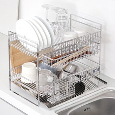 JBJ All Package全不鏽鋼2層直立式餐具瀝水架+大籃子, 單色