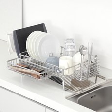 JBJ 1層橫向餐具瀝水架+大籃子, 單色