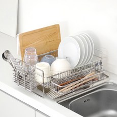 JBJ All Package全不鏽鋼1層直立式餐具瀝水架+大籃子, 單色