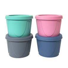 AGAFURA Yummy食品分裝保存盒 A款 200ml 4入, 薄荷色+粉色+藍色+灰色, 1組