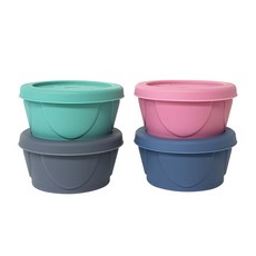 AGAFURA 副食品容器 A款, 薄荷色+粉色+藍色+灰色, 1組, 120毫升