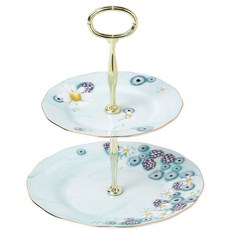 로얄알버트 알파푸디 ALPHA 2 TIER CAKE STAND TURQ, 혼합 색상, 1개