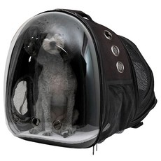 DING DONG PET 寵物專用透明太空可伸展式背包, 黑色