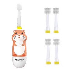 MEGA TEN 倉鼠造型孩童聲波電動牙刷+替換頭 4入, MB-KS6008HA