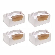 Bestom 開窗6格杯子蛋糕包裝盒, 白色, 4入
