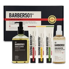 BARBER501 雙重潔面乳240ml+刮鬍膏66ml*3款+刮鬍膏200ml套組, 1套