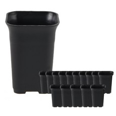 Orens正方形香草花盆 15入, 黑色的