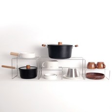 LIVING HAPPY 不鏽鋼盤架 小 2p + 盤架 大 + 鍋具架 套組, 銀色, 1個