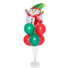 WOW PARTY KOREA 聖誕節氣球插座套組 紅色圍巾雪人, 混合顏色, 1套