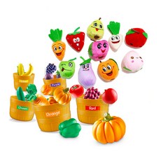 KesB 玩手指果蔬娃娃10種+學習資源果蔬顏色辨別套組LER3060, 1套