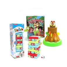 Kes.B 跳跳松鼠桌遊 + 凱斯比毛毛蟲堆疊桌遊組合, 混合顏色