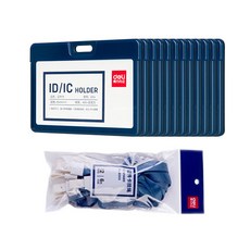 deLi ABS 藍色橫式識別證夾+深藍色掛繩, 混色, 12套