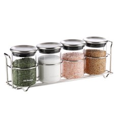 so.home 耐熱玻璃調味瓶組, 1套, 調味瓶 4入 + 收納架