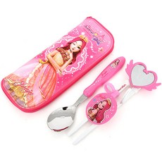 Secret Jouju Bling Bling孩童學習筷附鏡 筷頭可替換 + 湯匙收納袋組 PM214, 湯匙 + 學習筷 + 筷頭配件 + 收納袋, 混色, 1組