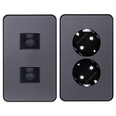 CHEIL ELECTRIC 2孔資訊插座 8p+2孔插座 金屬灰色, 1套