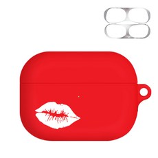 BANIMONG Lip Point 矽膠 AirPods Pro 保護殼 + 防鐵粉貼紙, 單一商品, 白色唇印