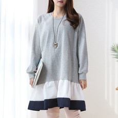 Eomjjang 孕婦拼色長袖連身裙