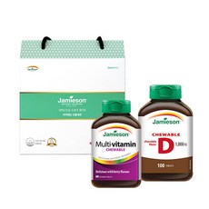 자미에슨 츄어블 비타민D 초콜릿 70g + 츄어블 멀티비타민 앤 미네랄 81g + 쇼핑백 세트, 1세트