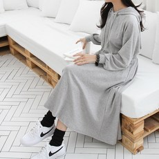 BONBONSTORY 連帽刷毛孕婦連身裙