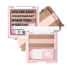 16 brand 3色3秒修容餅 7g, 蜜桃拿鐵, 1盒