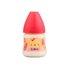 Swabinex Circus Anatomy 嬰兒奶瓶 150ml 矽膠, M1階段(0~6個月), Mermaid Pink, 150毫升