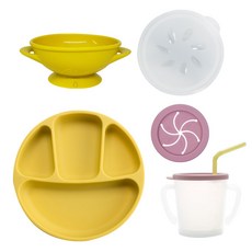 AGAFURA 矽膠餐具5入組, 黃色, 1組