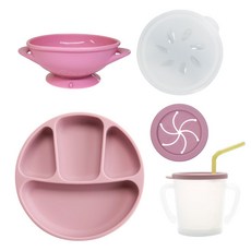 AGAFURA 矽膠餐具5入組, 粉色, 1組