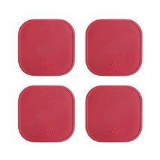에이드엘 스퀘어 실리콘 컵받침 4p, 코랄레드, 4개