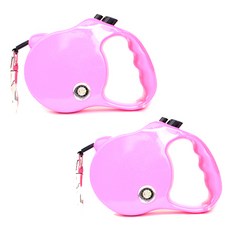 피치펫 강아지 자동 리드줄 2p, 핑크