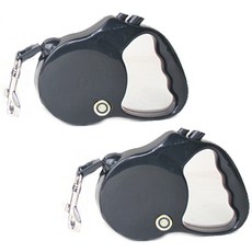 피치펫 강아지 자동 리드줄 2p, 블랙