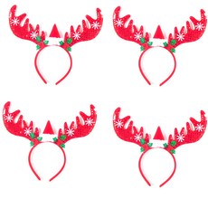 PARTYSHOW 逼真大型魯道夫鹿角髮箍, 混合顏色, 4個