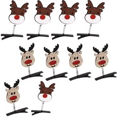 PARTYSHOW 聖誕魯道夫夾式髮夾 金色5入 + 棕色5入, 混合顏色, 1套