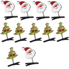 PARTYSHOW 夾式聖誕髮夾 聖誕樹 5入 + 聖誕老人 5入, 混合顏色, 1套