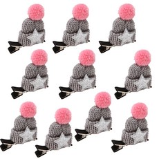 聖誕風毛帽造型髮夾, 銀色, 10個