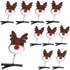 PARTYSHOW 夾式聖誕髮夾 魯道夫, 棕色, 10個