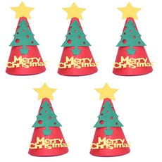 PARTYSHOW 高級毛氈尖頂派對帽, 聖誕樹, 5個