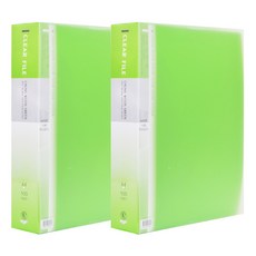 에코청운 PP 메탈장식 클리어파일 A4, 2개, 연두