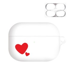 BANIMONG 雙心矽膠AirPods Pro保護殼 + 防鐵粉貼紙, 單一商品, Hug白色